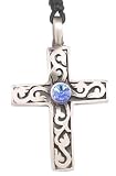 Crystal Latin Christian Cross Pewter Pendant Necklace