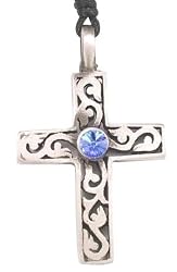 Crystal Latin Christian Cross Pewter Pendant Necklace