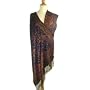 Elegant Purple & Brown Reversible Paisley Silk Pashmina Shawl Wrap