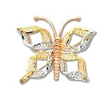 14k Tri-Color Filigree Butterfly Pin
