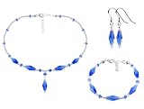 Dark Blue and Clear Swarovski Crystal Sterling Silver Bracelet Earrings 16 18 20 22 24 Necklace Jewelry Set