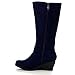 DBDK MONICCAA-2 Women's Comfy Buckle Strap Wedge Heel Knee High Winter Boots
