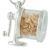 Mechanical School Pencil Sharpener 925 Sterling Silver Traditional Charm or Pendant