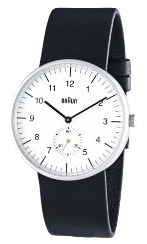 Braun Men's Analog Wrist Watch, White Face 38 mm