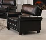 Sofa Chair with Rolled Arm in Rich Brown Leather