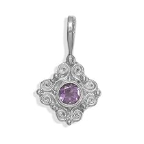 Sterling Silver Faceted Amethyst Pendant by Sajen