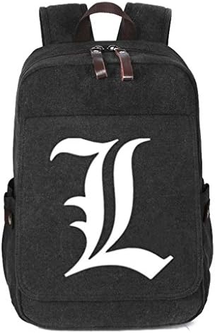 Moolee Students Death Note Light Yagami Canvas Backpack Cosplay School Bookbag Large Capacity Rucksack Laptop Computer Daypack - black