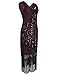 PrettyGuide Women's 1920s Gatsby Sequin Art Deco Fringed Cocktail Flapper Dress S Burgundy
