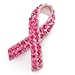 Pink Ribbon Breast Cancer Survivor Crystal Brooch Pin - Silver Plated Accent - Symbolic Support Jewelry for Women