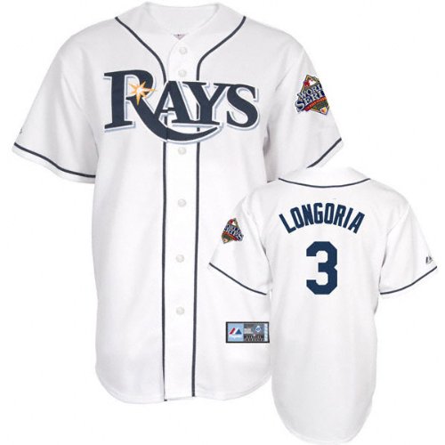 Evan Longoria White Majestic 2008 World Series Home Replica Tampa Bay Rays Jersey
