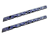 2 x (pair/Set) Blue Supercharge Supercharged Aluminum Emblems for Chevy Corvette Dodge Hot Rod Street Chevy Impala Ss Harley Davidson Camaro Range Rover Ford Mustang Gt