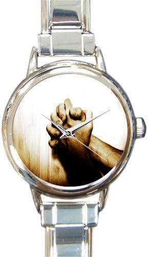 Special Design Renaissance Collection, Christian Religious Gift Prayer, Praying Hands Round Italian Charm Watch