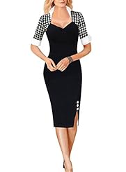 V-neck Sheath Cotton/Polyester Cocktail Elbow Length Sleeves Vintage General Print Party Dress 