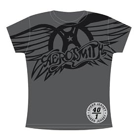 Buy Aerosmith - Winged Logo Junior Fitted T-shirt in Asphalt by Aerosmith
