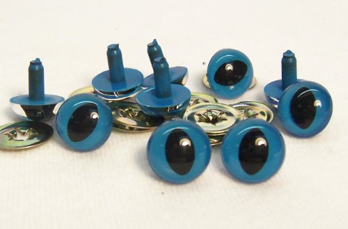 Sassy Bears 12mm Blue Cat Reptile Safety Eyes for Bear, Doll, Puppet, Plush Animal and Craft - 10 Pairs