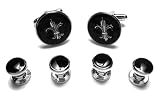 Black Fleur De Lis Tuxedo Cufflinks & Stud Set