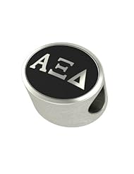 Alpha Xi Delta Black Antique Sorority Bead Fits Most Pandora Style Bracelets Including Pandora, Chamilia, Biagi, Zable, Troll and More. Officially Licensed, High Quality Exclusive Bead in Stock for Immediate Shipping