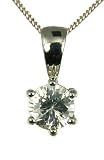 9ct White Gold Ladies' 1/2 Carat Solitaire 6 Claw Diamond Pendant 46cm Curb