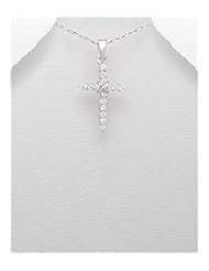 Cross CZ Pendant Necklace In 92.5 Sterling Silver