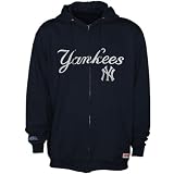 MLB Stitches New York Yankees Navy Blue Team Applique Full Zip Hoodie Sweatshirt