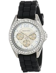 Cerentino Womens CR106-BLK  Black Silicone Rubber Rhinestones Watch