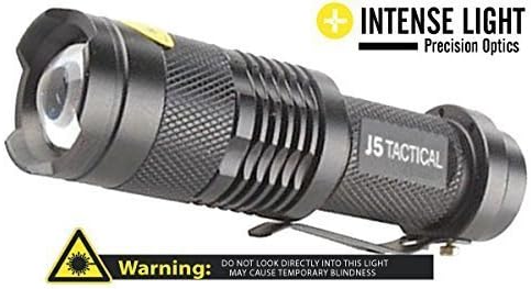 J5 Tactical Flashlights (5 Pack) - Original 250 Lumen Ultra Bright, LED Mini 3 Mode Flashlight ...