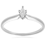 10k Choice of White or Yellow Gold Marquise Cut Solitaire Diamond Engagement Ring (1/10 ct, J-K Color, I2-I3 Clarity)
