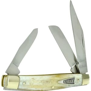 Schrade 34WM Old Timer Stockman Pocket Knife with Sheep Foot and Pen Blades, White Marble... by 