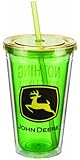 Vandor 28051 John Deere 18 oz Acrylic Travel Cup with Lid and Straw, Mulitcolor