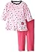 Bon Bebe Baby Girls Ladybug 2 Piece Dress Set with Leggings, Pink Speckled Hearts/Pink, 0-3 Months