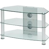 Jual JF003SIL Silver Legs/Clear Glass LCD TV Stand