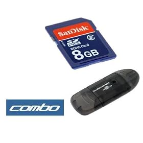SanDisk 8GB SDHC SD Memory Card with Adapter + Black USB Memory Card Reader for Amazon Kindle Electronic Book Wireless Reading Device