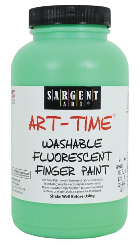 Sargent Art 22-9666 16-Ounce Art Time Washable Fluorescent Finger Paint, Green