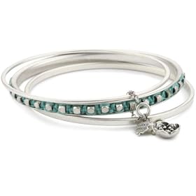 Lucky Brand Sous Le Soleil Silver-Tone Turquoise Inlay Bangle
