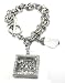 X-Large & Chunky Retro/Old Shadowbox/Picture Frame Charm Bracelet with Crown Royal & Heart Card ~ Antique Silver Tone ~ GIFT BOXED