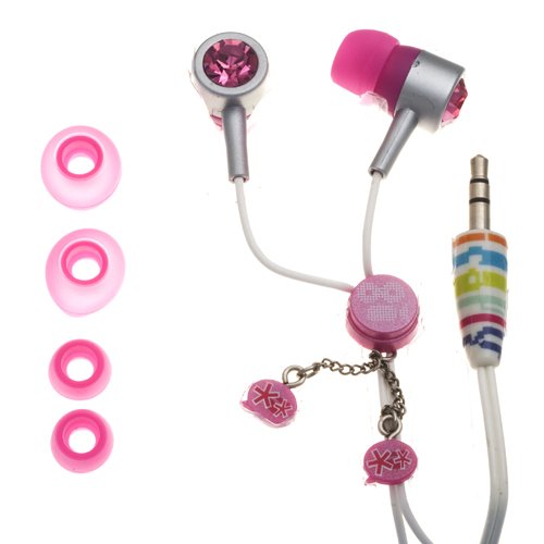 NEMO DIGITAL IC10153WT iCarly iGlam Earbuds with Pink Crystal Studs Style