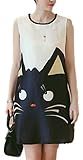 レディース 夏物 ワンピース モノトーン マタニティ カジュアル ノースリーブ かわいい 猫柄 オリジナルアクセサリー付属 PLA000551 (M)