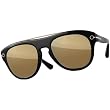 Vestal De Luna Adult Hand Formed Acetate Lifestyle Sunglasses w/ Free B&F Heart Sticker Bundle - Polished Black/Gold Mirror/Brushed Gold