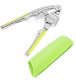 Apriller Premium Stainless Steel Zinc Alloy Garlic Press Crusher & Silicone Peeler Set, add clip crushed walnuts Clean Fast Crush Cracker Garlic Cloves & Ginger with Ease