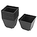uxcell Plastic Coffee Shop Square Flower Plant Pot Saucer Holder 4 x 4 Inch 10pcs Black