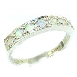 Solid English Sterling Silver Ladies Natural Fiery Opal Eternity Band Ring - Finger Sizes 5 to 12 Available