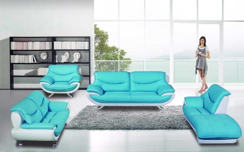 New 3pc Contemporary Modern Leather Sofa Set #AM-088-D-BLUE/IVORY New 3pc Contemporary Modern Leather Sofa Set #AM-088-D-BLUE/IVORY