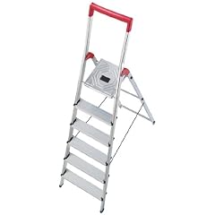 Hailo 8936-001 Alu-Sicherheits-Haushaltsleiter L50 - 6 Stufen mit Sicherheitsb�gel