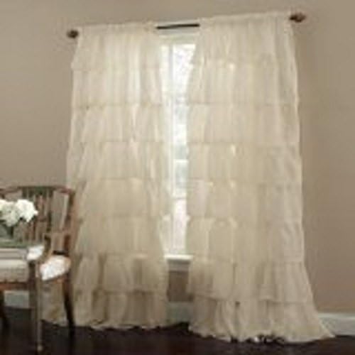 Blackpeel 2 Piece Cream Gypsy Ruffled Window Curtain Treatment Panels Drape 84" Length