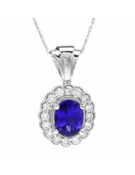 14K White Gold Tanzanite and Diamond Pendant -- LIFETIME WARRANTY