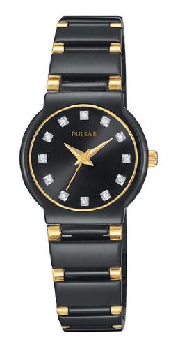 Pulsar Women's Crystal Black Ion Gold-Tone Watch