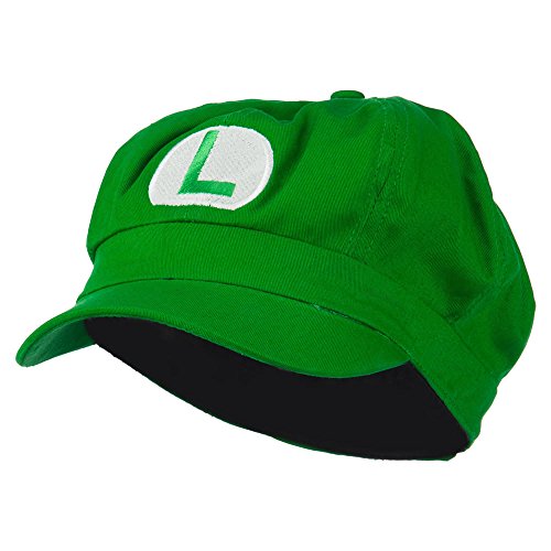 Circle Mario and Luigi Embroidered Cotton Newsboy Cap - Lime