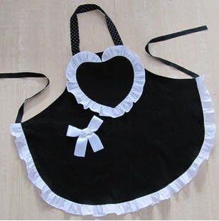 WASKY love shape Hot Black Cute Girls Bowknot Lady's Kitchen Restaurant Flirty Women's Cake Apron with Pocket Mother's Day Gift