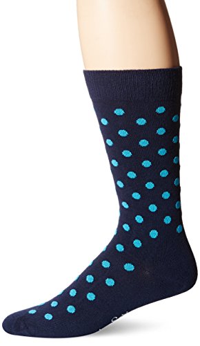 Happy Socks Men’s Unisex Combed Cotton Crew – Navy Dot, Blue/Aqua, 10-13 (Pack of 1)