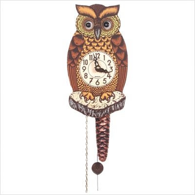 Black Forest Owl Clock with Moving Eyes
